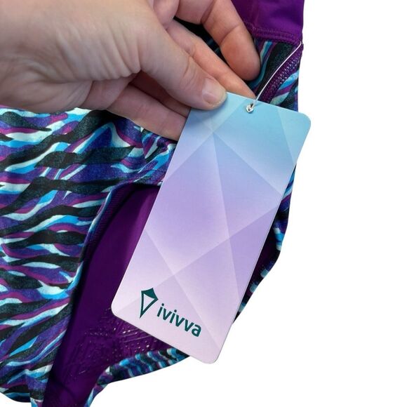 Nwt IVIVVA By Lululemon Artistic Acrobat Bodysuit Leotard Tiger Spry Blue KID 14 - Picture 3 of 12